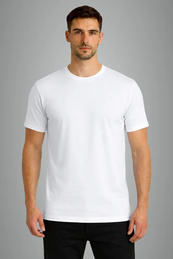 White_Cotton_Blend_220_Gsm_Regular_Fit_T-Shirt_For_Unisex