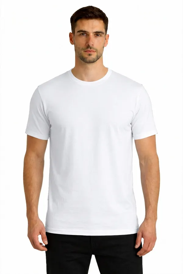 White_Cotton_Blend_220_Gsm_Regular_Fit_T-Shirt_For_Unisex