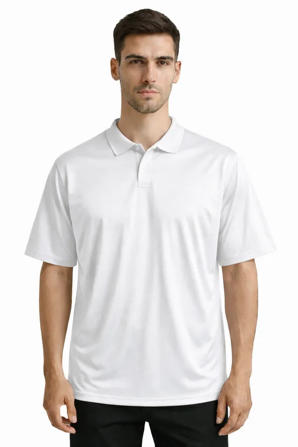 White_Polyester_Dri-Fit_Sports_Polo_T-Shirt_For_Men