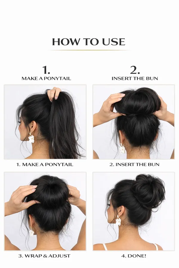 1_Look_Hair_Extension_100%_Human_Hair_Bun_Scrunchie_|_Natural_Hair_Donut_Bun_Extension(45_Gram)