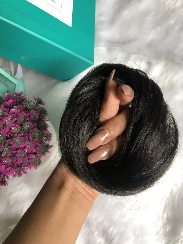 1_Look_Hair_Extension_100%_Human_Hair_Bun_Scrunchie_|_Natural_Hair_Donut_Bun_Extension(45_Gram)
