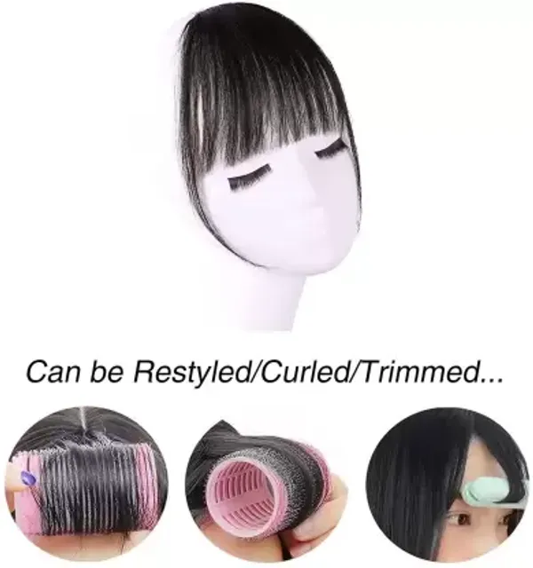 1_Look_Hair_Extension_100%_Human_Hair_Clip-In_Fringe/Bangs_|_Natural_Black_Front_Hair_Patch(45Gm)