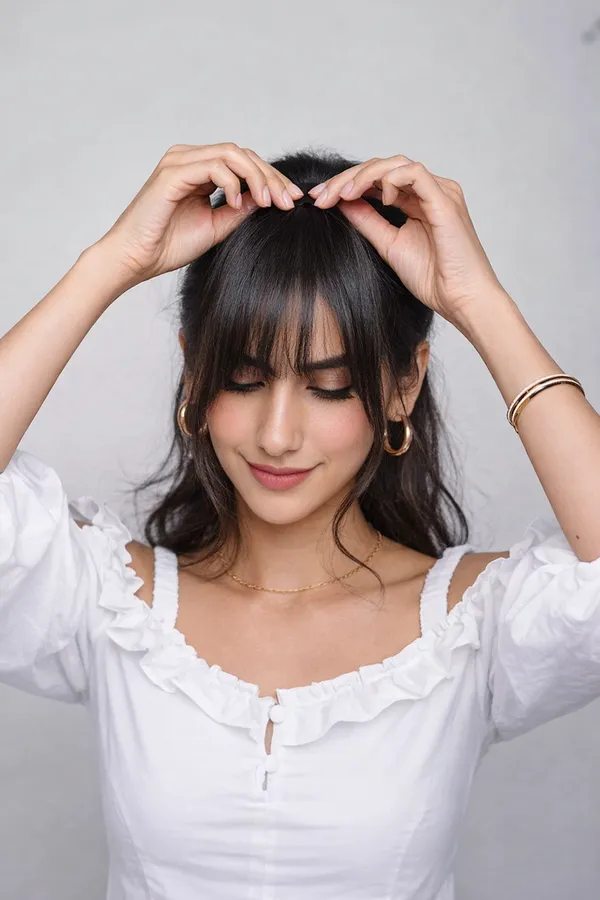 1_Look_Hair_Extension_100%_Human_Hair_Clip-In_Fringe/Bangs_|_Natural_Black_Front_Hair_Patch(45Gm)