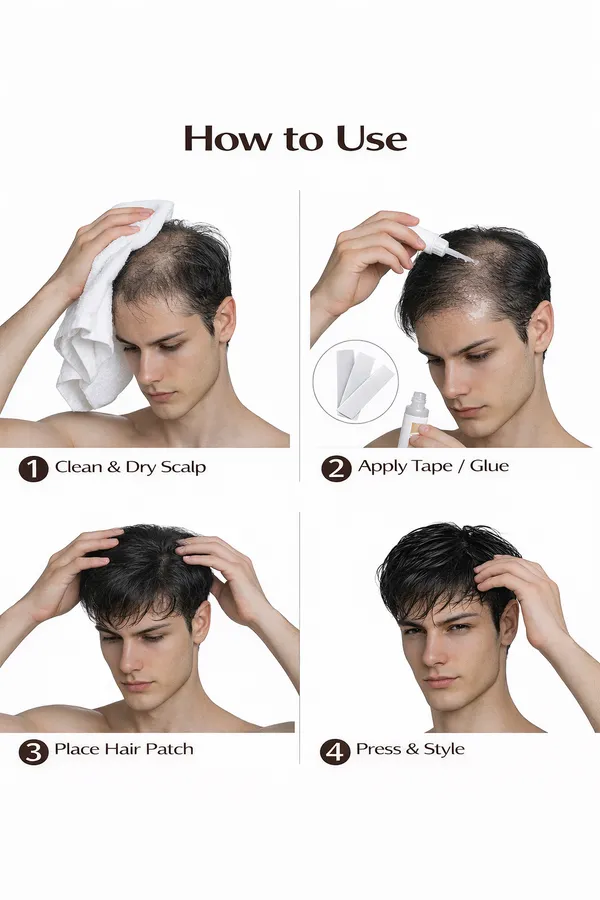 1_Look_Hair_Extension_Men’S_Monofilament_Hair_Patch_100%_Human_Hair_|_Natural_Scalp_Look_Toupee_|_Breathable_Base_Hair_System_For_Baldness_&_Thinning_Hair