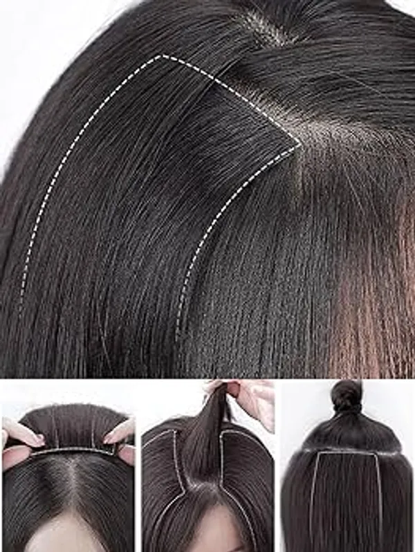 1_Look_Hair_Extension-Double_Clip_100%_Human_Hair_Extensionsn_Streaks_For_Women_and_Girls,_Hair_Extension