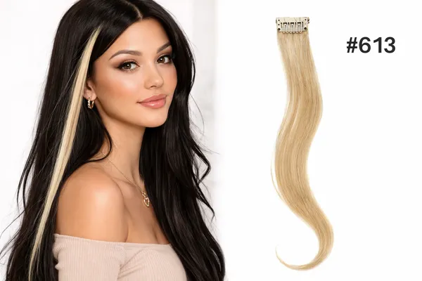 1_Look_Hair_Extension_Blonde_Clip-In_Streak_–_100%_Indian_Human_Hair_Single_Clip_Hair_Extension
