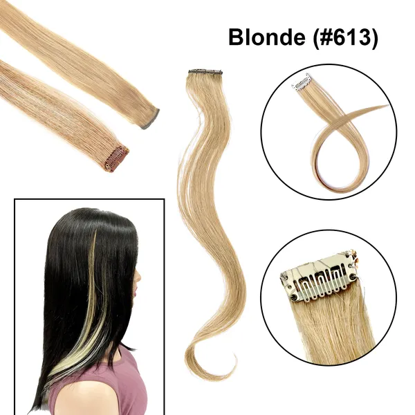 1_Look_Hair_Extension_Blonde_Clip-In_Streak_–_100%_Indian_Human_Hair_Single_Clip_Hair_Extension