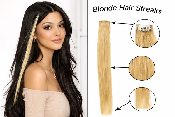 1_Look_Hair_Extension_Blonde_Clip-In_Streak_–_100%_Indian_Human_Hair_Single_Clip_Hair_Extension