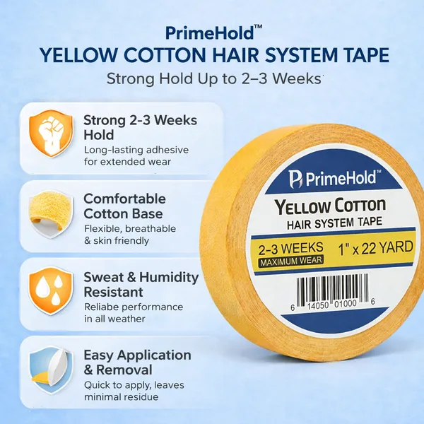 Primehold_Yellow_Cotton_Hair_System_Tape|_Strong_Hold_Wig,_Toupee_&_Hair_Patch_Adhesive_|_Double-Sided_Waterproof_Hair_Extension_Tape