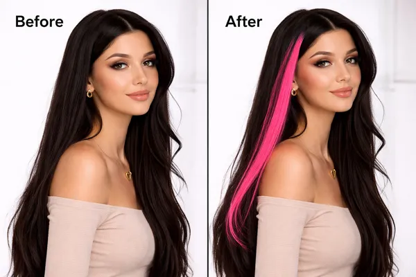 1_Look_Hair_Extension_100%_Indian_Natural_Human_Clip_In_Color_Streaks_For_Women_(Pink)_Single_Clip_Hair_Extension_