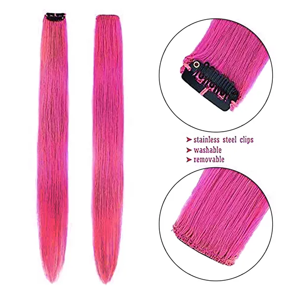 1_Look_Hair_Extension_100%_Indian_Natural_Human_Clip_In_Color_Streaks_For_Women_(Pink)_Single_Clip_Hair_Extension_