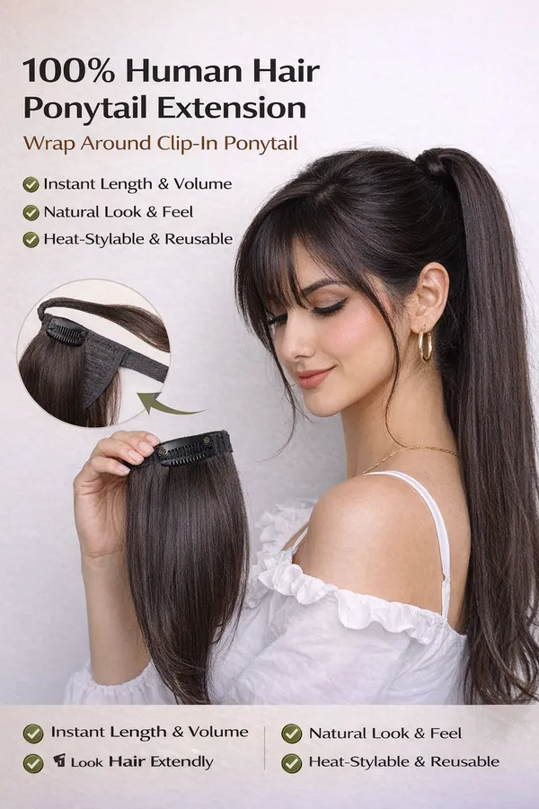 1_Look_Hair_Extension_100%_Human_Hair_Ponytail_Extension_–_Natural_Black_|_Celebrity_Style_Ponytail