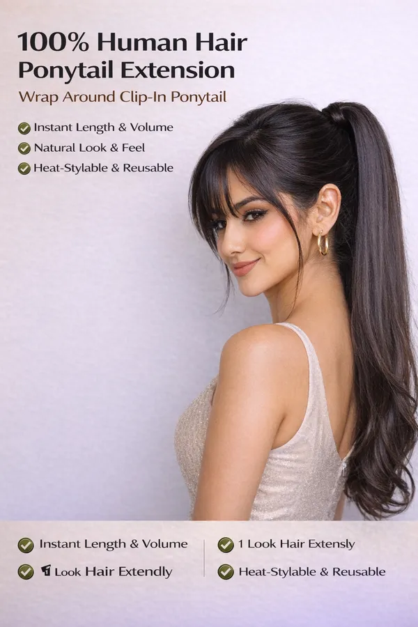 1_Look_Hair_Extension_100%_Human_Hair_Ponytail_Extension_–_Natural_Black_|_Celebrity_Style_Ponytail