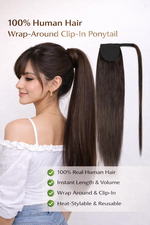 1_Look_Hair_Extension_100%_Human_Hair_Ponytail_Extension_–_Brown|_Celebrity_Style_Ponytail