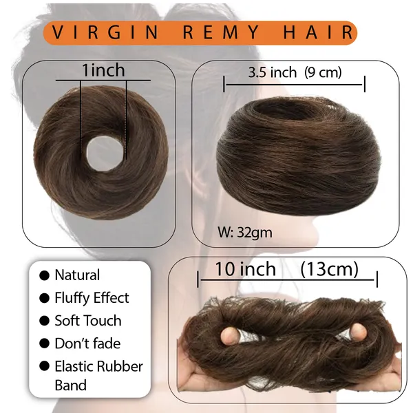 1_Look_Hair_Extension_100%_Human_Hair_Bun_Scrunchie_|_Natural_Hair_Donut_Bun_Extension(45_Gram)