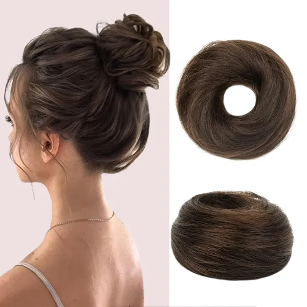 1_Look_Hair_Extension_100%_Human_Hair_Bun_Scrunchie_|_Natural_Hair_Donut_Bun_Extension(45_Gram)