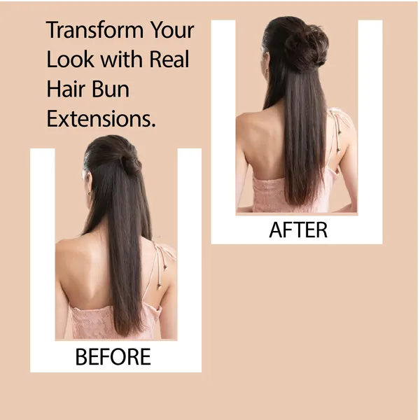 1_Look_Hair_Extension_100%_Human_Hair_Bun_Scrunchie_|_Natural_Hair_Donut_Bun_Extension(45_Gram)
