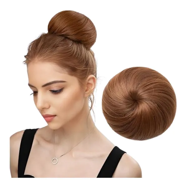 1_Look_Hair_Extension_100%_Human_Hair_Bun_Scrunchie_|_Natural_Hair_Donut_Bun_Extension(45_Gram)