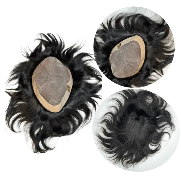 Eko_Hair_Patch_Black_Color_Fine_Human_Toupee_Patch,Piece,Wigs_For_Men_Hair_Extension