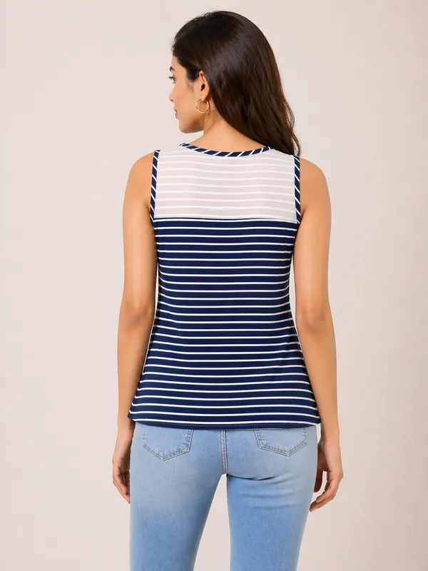 Navy_Blue_White_Striped_Sleeveless_T_Shirt_For_Women