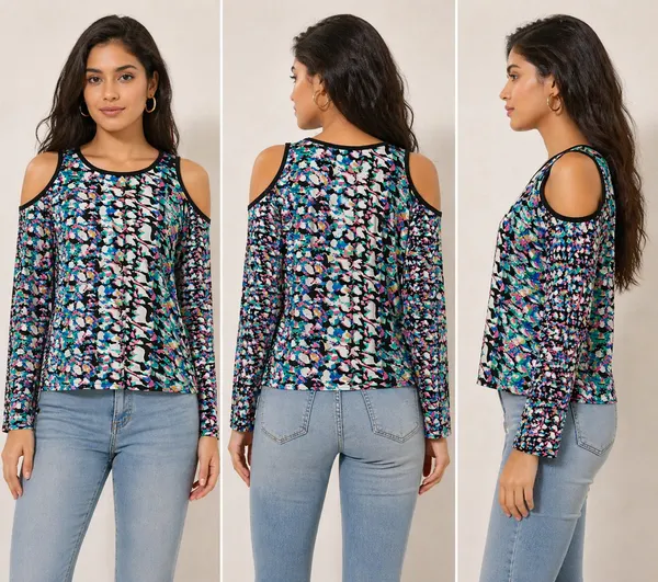 Multicolor_Abstract_Print_Cold_Shoulder_Top_For_Women