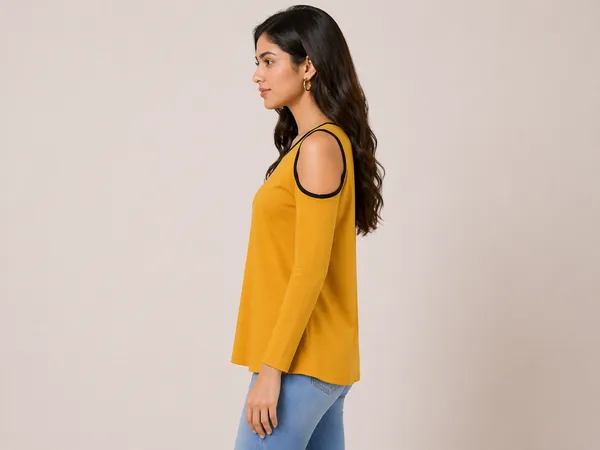 Mustard_Yellow_Cold_Shoulder_Full_Sleeve_Top_For_Women