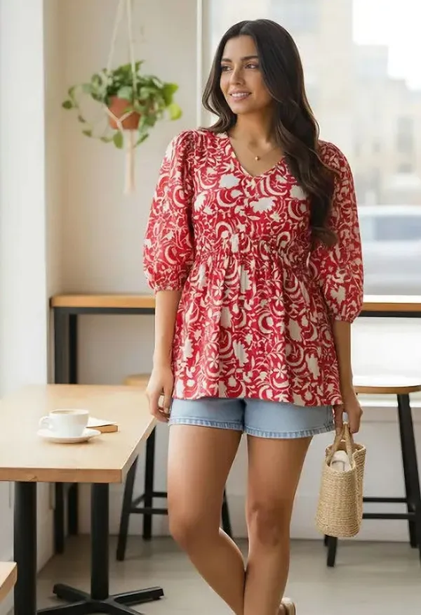 Yashikaoline_Casual_Printed_Women_Red_Top