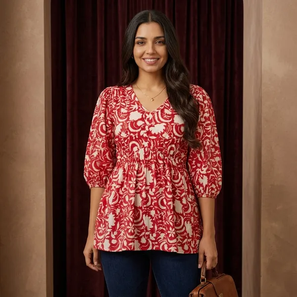 Yashikaoline_Casual_Printed_Women_Red_Top
