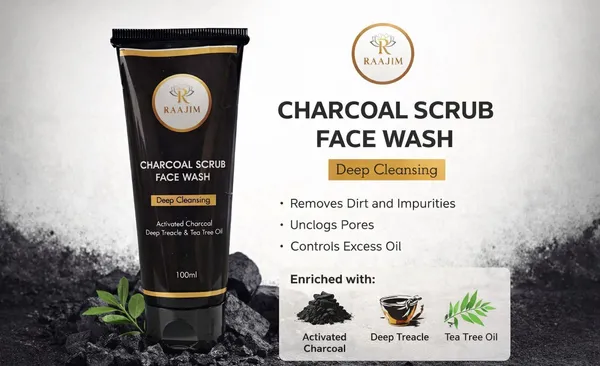 Raajim_Charcoal_Scrub_100_Ml_|_Deep_Cleansing_With_Activated_Charcoal_And_Tea_Tree_Oil_|_Removes_Oil,_Dirt_And_Blackheads_|_For_Oily_And_Acne_Prone_Skin_Face_Wash