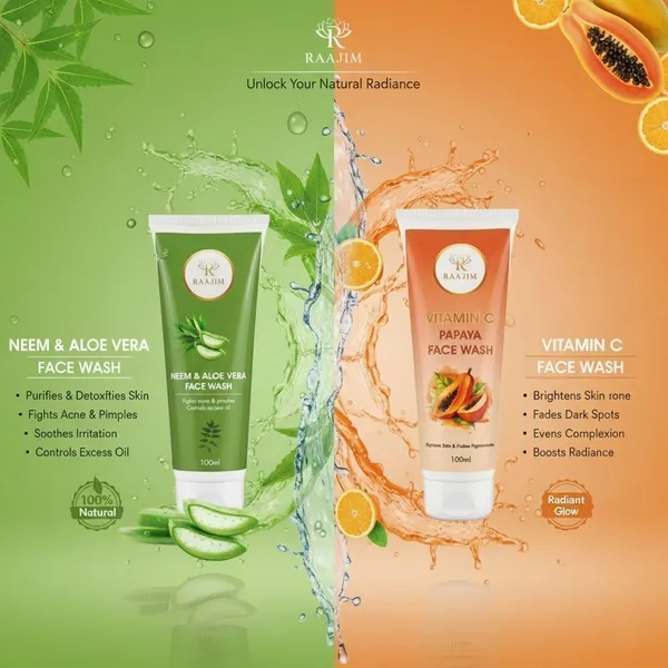 Raajim_Neem_And_Aloe_Vera_100_Ml_And_Vitamin_C_Papaya_100_Ml_|_Acne_Control_And_Skin_Brightening_Combo_Face_Wash