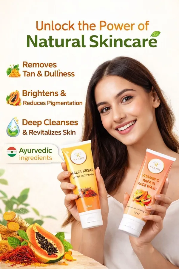 Raajim_Haldi_Kesar_Ubtan_100_Ml_And_Vitamin_C_Papaya_100_Ml_|_Skin_Brightening,_Tan_Removal_And_Pigmentation_Control_Combo_Face_Wash