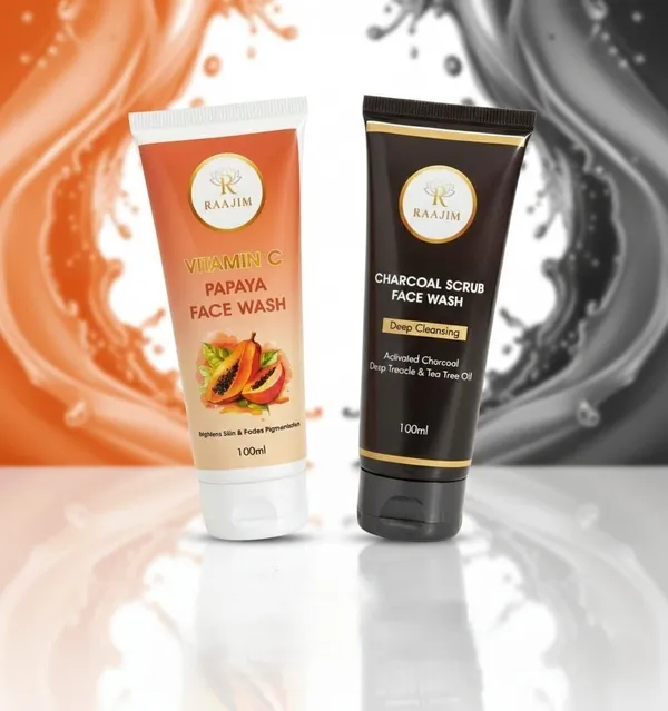 Raajim_Vitamin_C_Papaya_100_Ml_And_Charcoal_Scrub_100_Ml_|_Deep_Cleansing,_Brightening_And_Oil_Control_Combo_Face_Wash