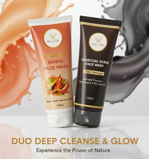 Raajim_Vitamin_C_Papaya_100_Ml_And_Charcoal_Scrub_100_Ml_|_Deep_Cleansing,_Brightening_And_Oil_Control_Combo_Face_Wash