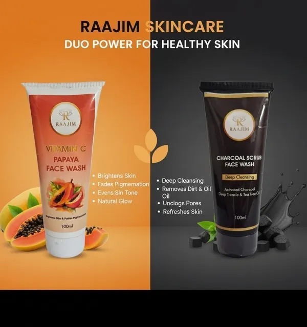 Raajim_Vitamin_C_Papaya_100_Ml_And_Charcoal_Scrub_100_Ml_|_Deep_Cleansing,_Brightening_And_Oil_Control_Combo_Face_Wash