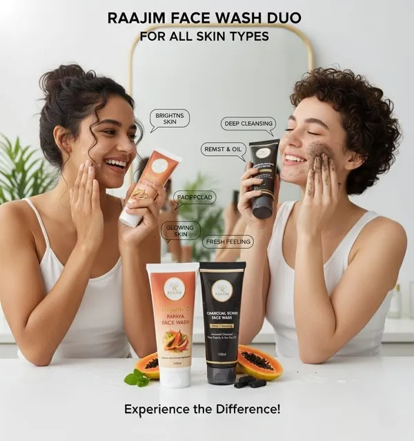 Raajim_Vitamin_C_Papaya_100_Ml_And_Charcoal_Scrub_100_Ml_|_Deep_Cleansing,_Brightening_And_Oil_Control_Combo_Face_Wash