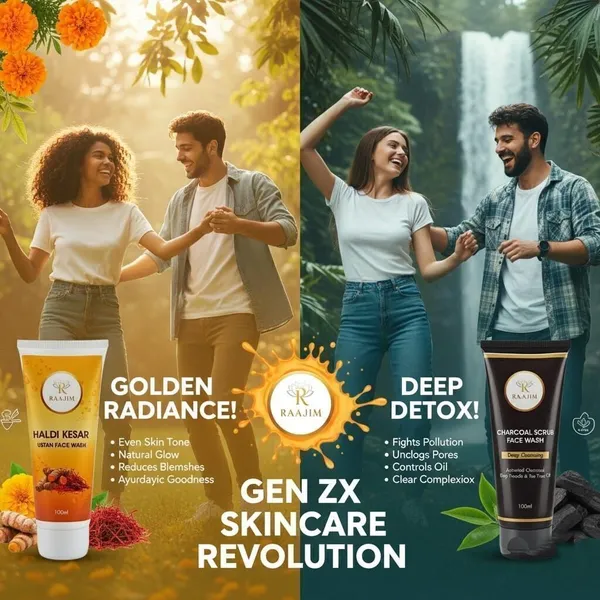 Raajim_Haldi_Kesar_Ubtan_100_Ml_And_Charcoal_Scrub_100_Ml_|_Deep_Cleansing,_Brightening_And_Acne_Control_Combo_Face_Wash