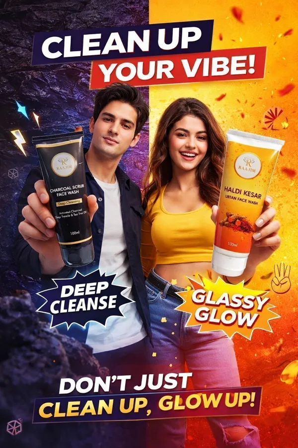 Raajim_Haldi_Kesar_Ubtan_100_Ml_And_Charcoal_Scrub_100_Ml_|_Deep_Cleansing,_Brightening_And_Acne_Control_Combo_Face_Wash