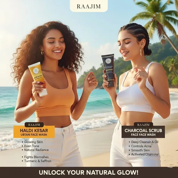 Raajim_Haldi_Kesar_Ubtan_100_Ml_And_Charcoal_Scrub_100_Ml_|_Deep_Cleansing,_Brightening_And_Acne_Control_Combo_Face_Wash