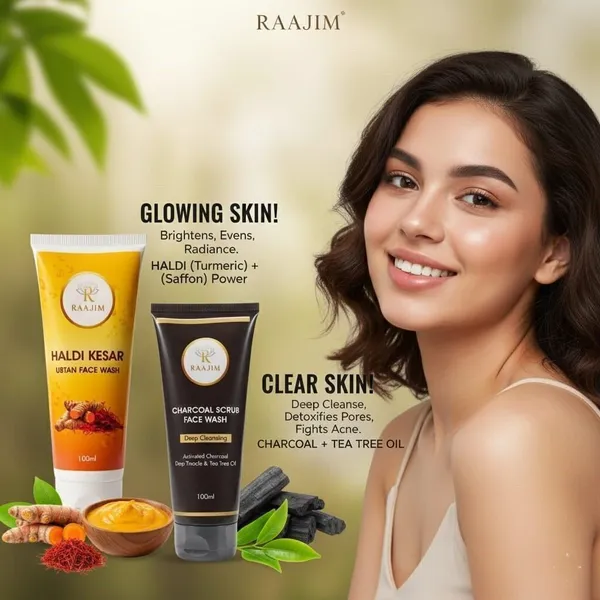 Raajim_Haldi_Kesar_Ubtan_100_Ml_And_Charcoal_Scrub_100_Ml_|_Deep_Cleansing,_Brightening_And_Acne_Control_Combo_Face_Wash