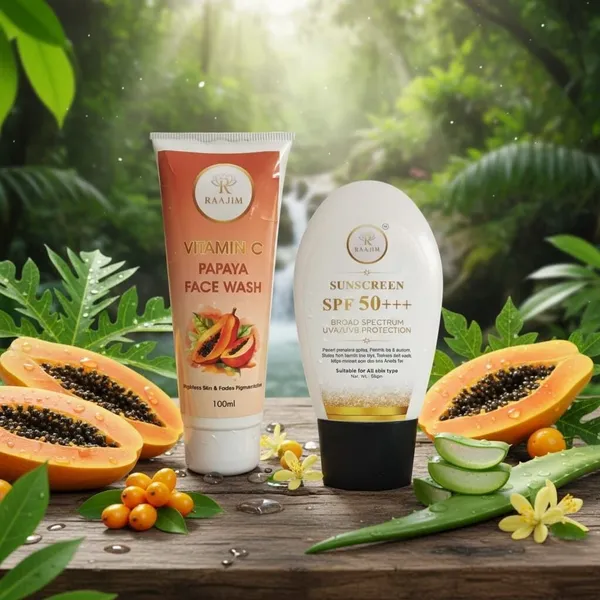 Raajim_Vitamin_C_Papaya_Face_Wash_100_Ml_And_Sunscreen_Spf+++_Broad_Spectrum_Uva/Uvb_Protection_60_Gm_Face_Wash