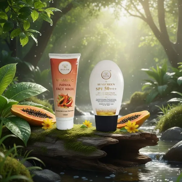 Raajim_Vitamin_C_Papaya_Face_Wash_100_Ml_And_Sunscreen_Spf+++_Broad_Spectrum_Uva/Uvb_Protection_60_Gm_Face_Wash