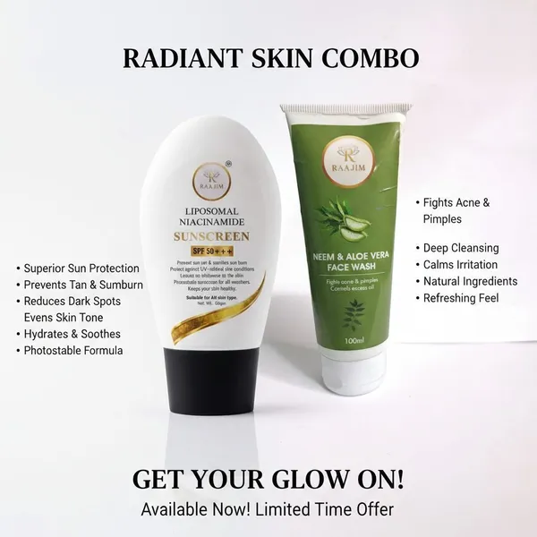 Raajim_Neem_And_Aloe_Vera_Face_Wash_100_Ml_And_Sunscreen_Spf_Broad_Spectrum_Uva/Uvb_Protection_60_Gm_Face_Wash