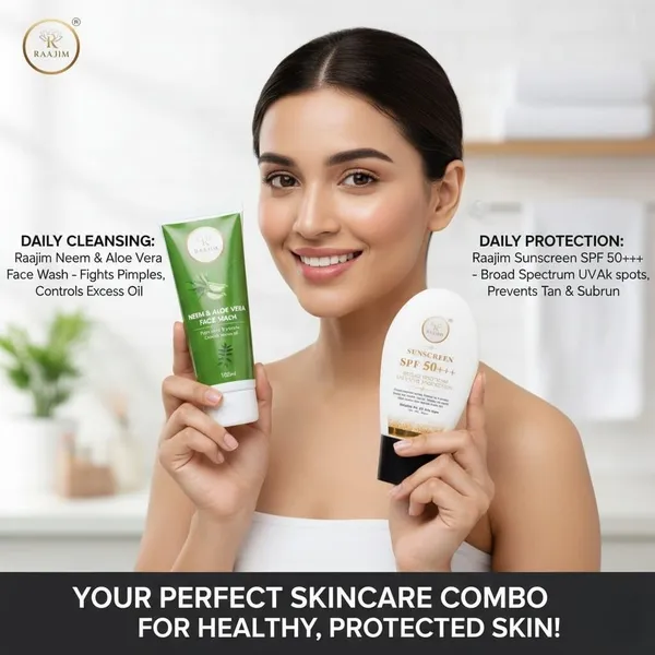 Raajim_Neem_And_Aloe_Vera_Face_Wash_100_Ml_And_Sunscreen_Spf_Broad_Spectrum_Uva/Uvb_Protection_60_Gm_Face_Wash