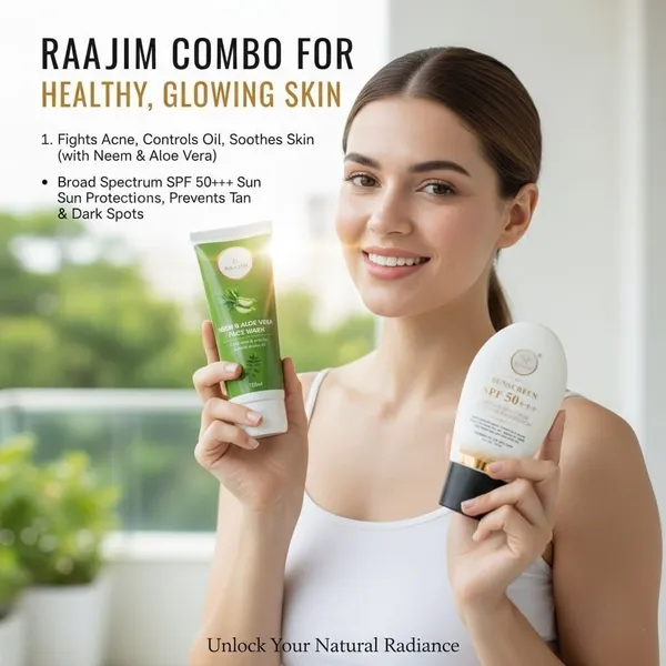 Raajim_Neem_And_Aloe_Vera_Face_Wash_100_Ml_And_Sunscreen_Spf_Broad_Spectrum_Uva/Uvb_Protection_60_Gm_Face_Wash