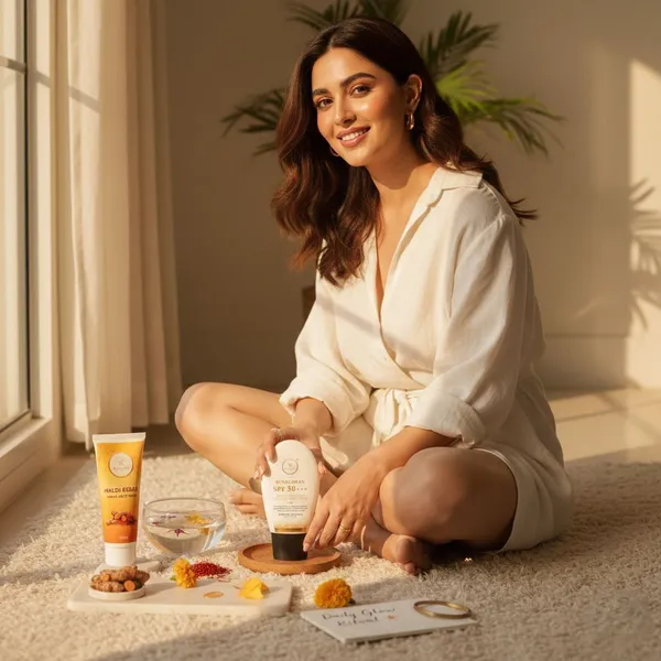 Raajim_Haldi_Kesar_Ubtan_Face_Wash_100_Ml_And_Sunscreen_Spf+++_Broad_Spectrum_Uva/Uvb_Protection_60_Gm_Face_Wash
