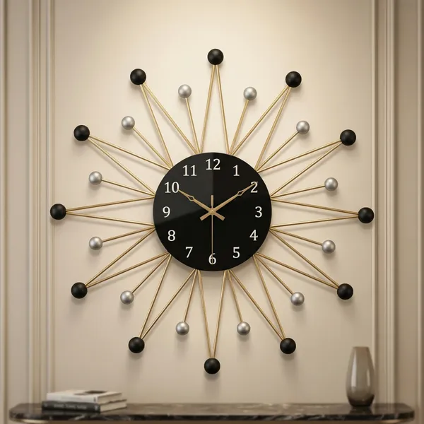 Black_And_Gold_Metal_Wall_Clock_For_Home_Decor