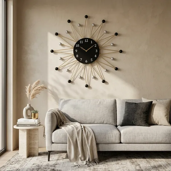 Black_And_Gold_Metal_Wall_Clock_For_Home_Decor