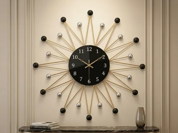 Black_And_Gold_Metal_Wall_Clock_For_Home_Decor