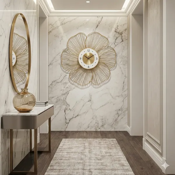 Gold_Flower_Shaped_Decorative_Wall_Clock