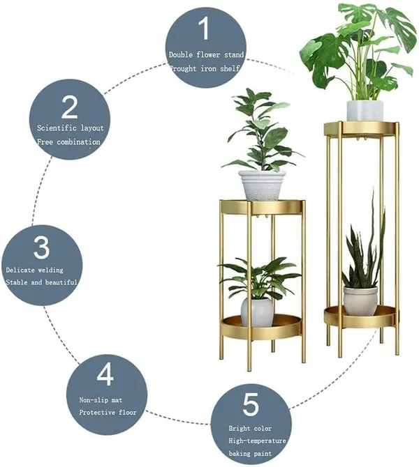 Gold_And_Black_Two_Tier_Metal_Plant_Stand_Set_Withandfinish